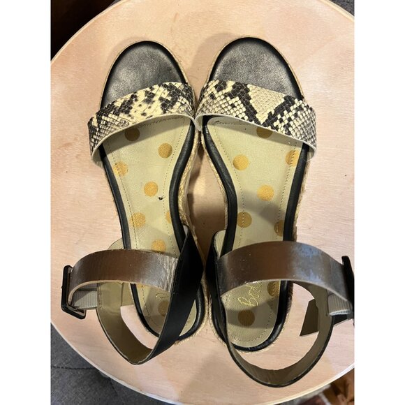 Boden women’s wedge sandals Size 5.5 Lena snakeskin black metallic - Picture 10 of 11